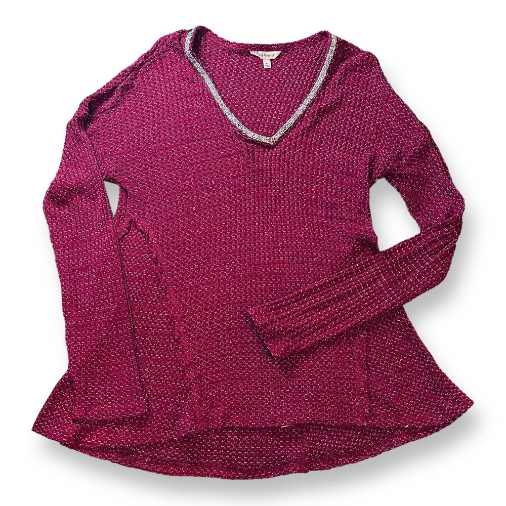 JUICY COUTURE  V NECK DROP SHOULDER RHINESTONES SWEATER WOMEN's XL